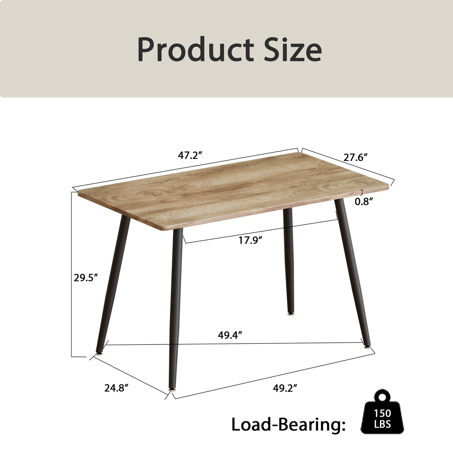 Modern Minimalist Dining Table And Chairs With Metal Legs For 4 - 6 Seats - Wood