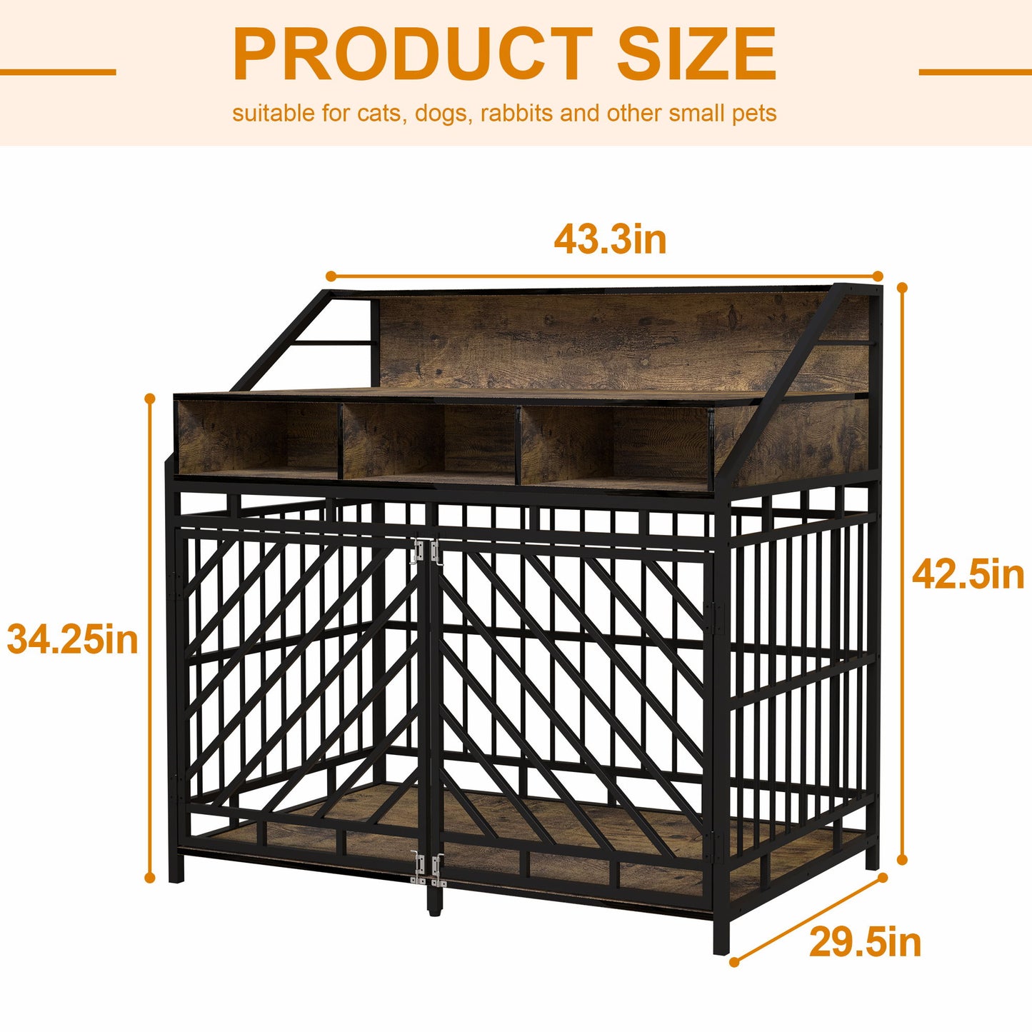 Wooden Dog Crate Furniture With Divider And Storage Drawers For Large Dogs - Rustic Brown