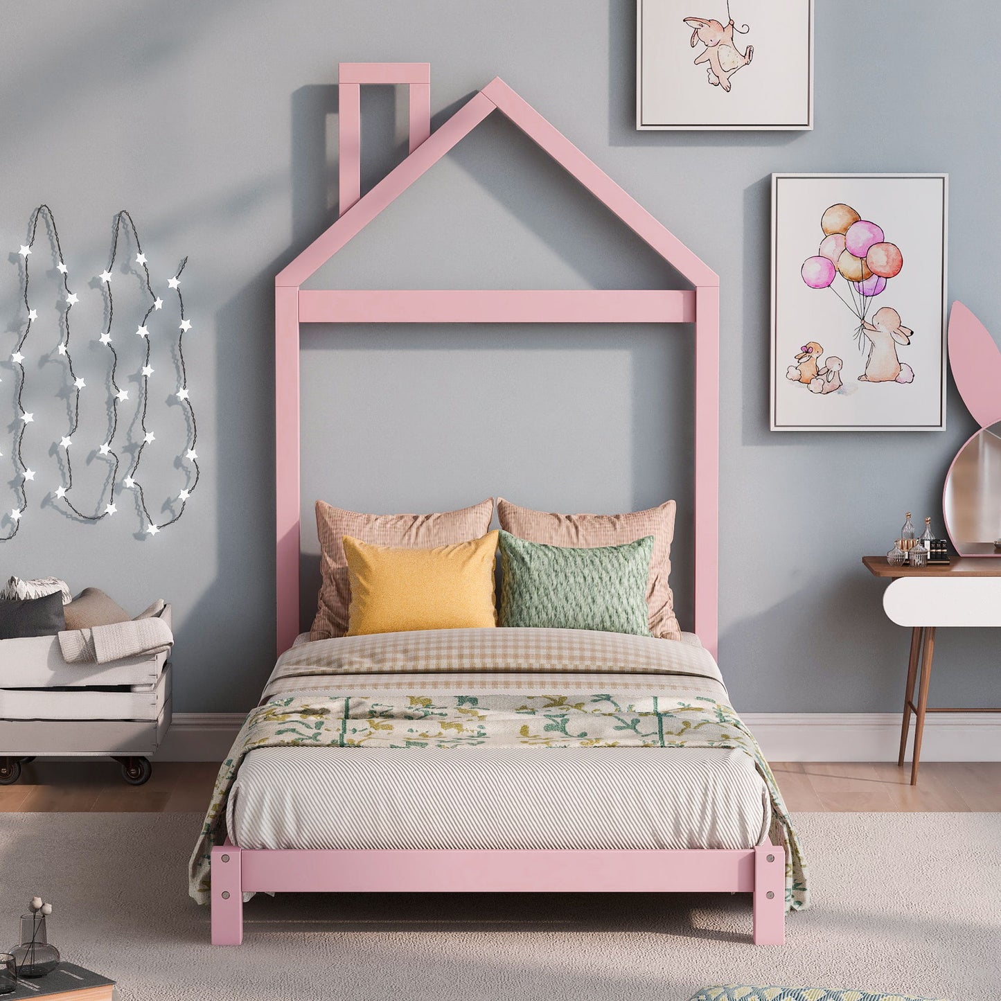 Platform Bed With House Shaped Headboard