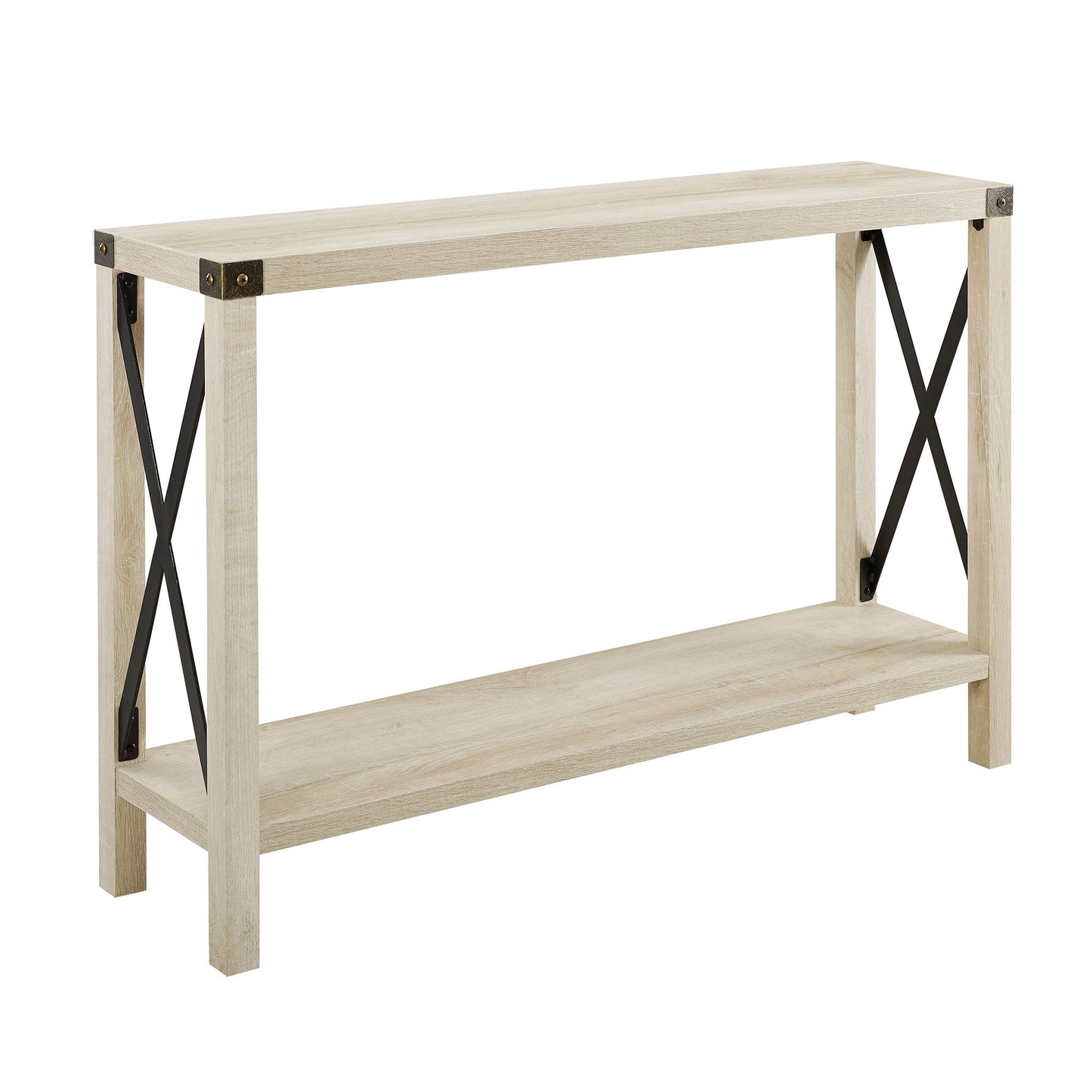 Farmhouse Metal X Table With Lower Shelf