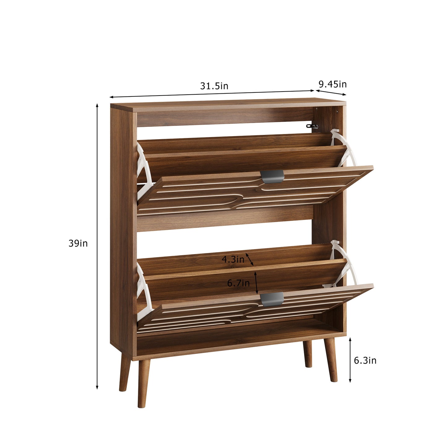 Medieval - Independent Shoe Cabinet With 2 Flip Drawers - Walnut