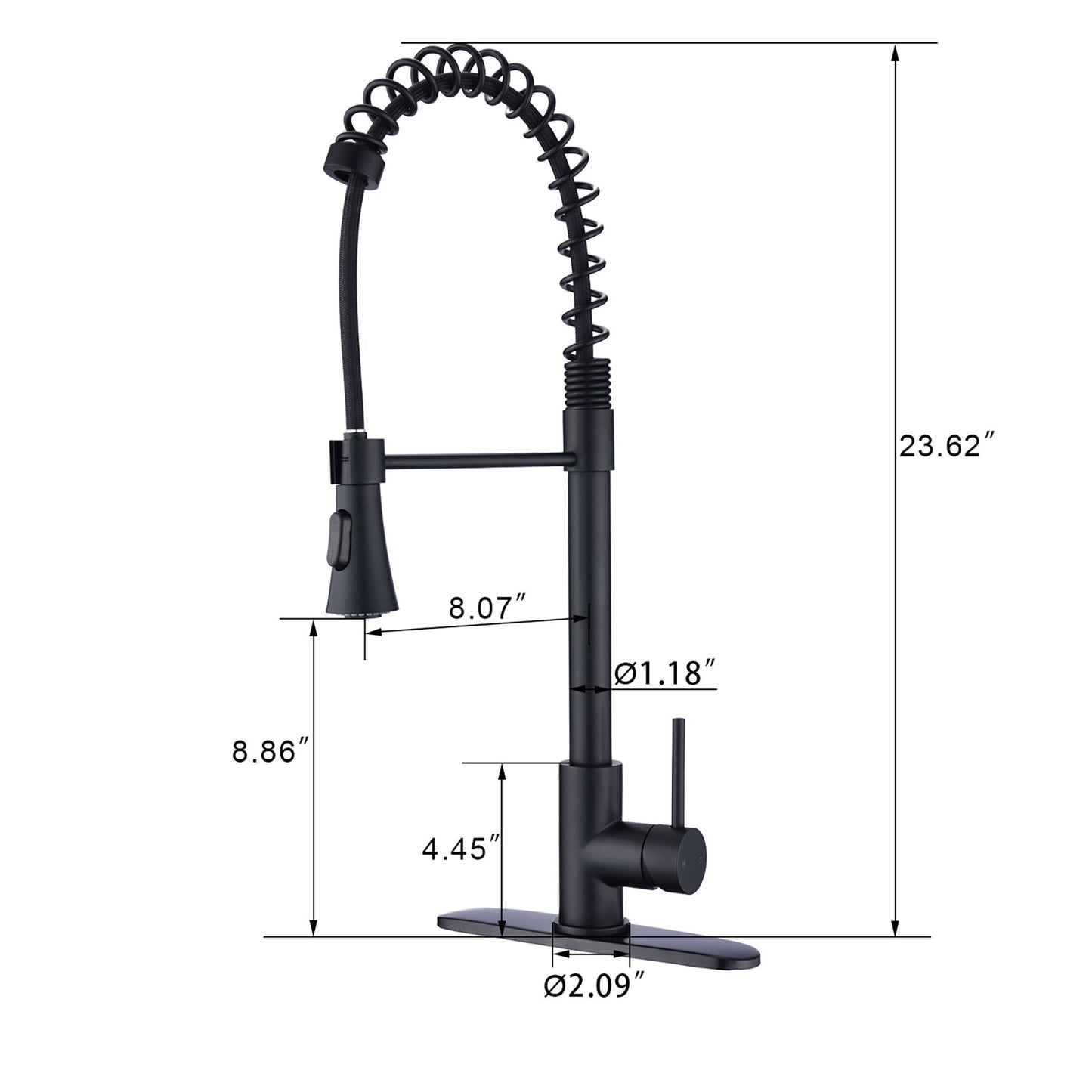 Modern Industrial Style Kitchen Faucet With Pull Down Sprayer Single Handle Stainless Steel - Matte Black