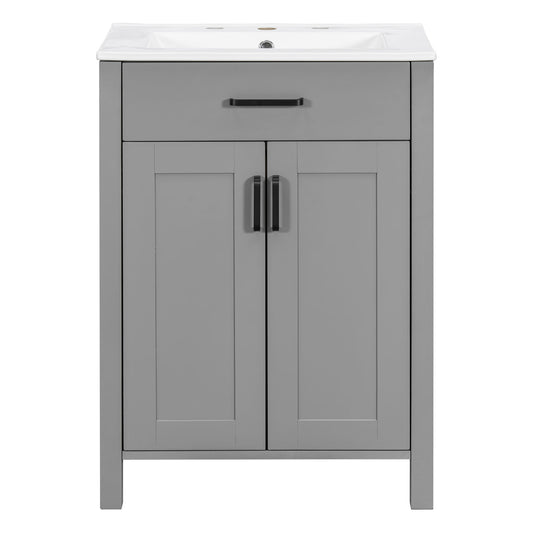 Bathroom Vanity Combo With Sink, Space Saving Design - Gray