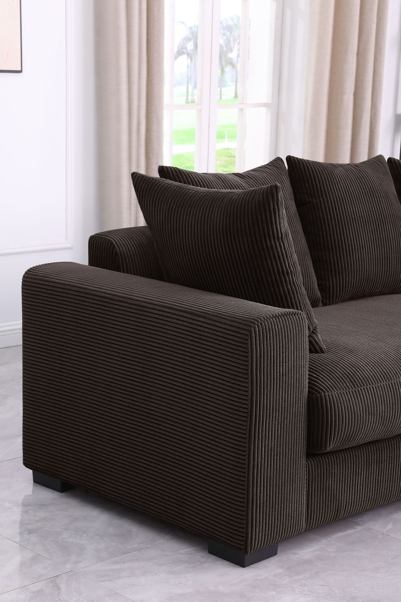 Naomi - 3 Piece Upholstered Sectional - Dark Brown