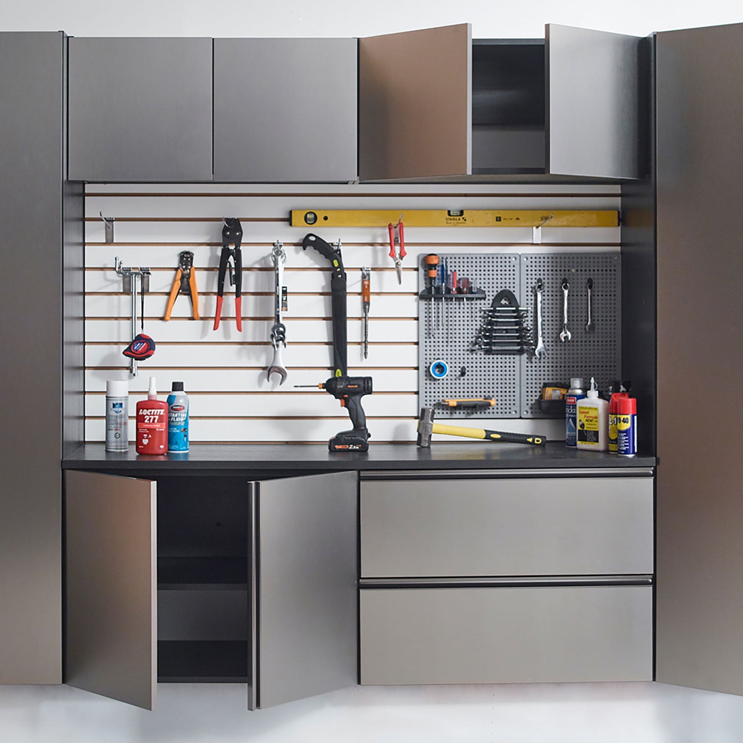 Nova - Series Garage Cabinet Set C, Melamine - Metallic Gray