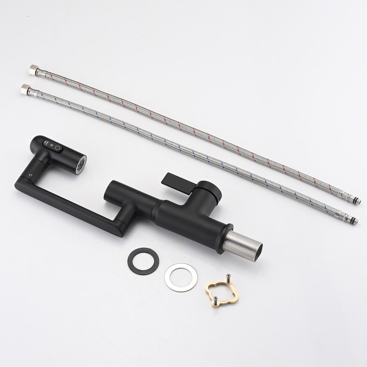 Bathroom Sink Faucet With Spray Function And Temperature Display, Anti Skid Switch, 360 Degree Rotary