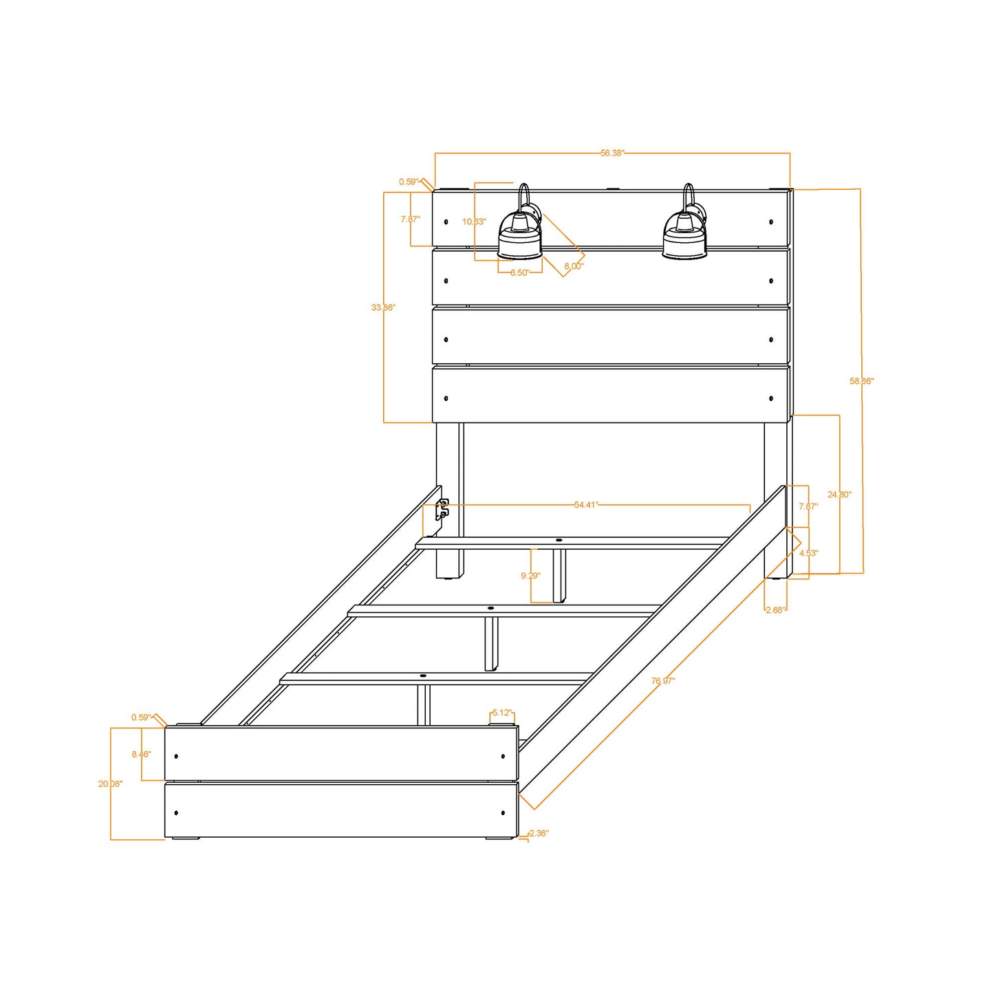 Monica - Full Bed With Panel And Slat Headboard - Dark Oak