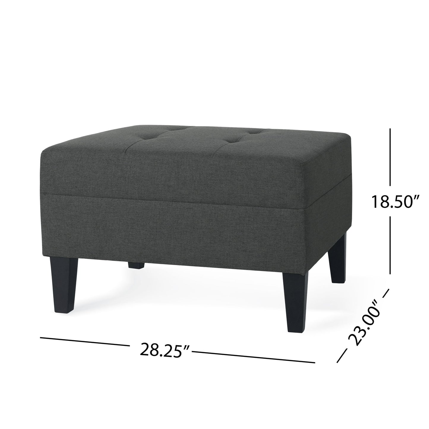 Classic Ottoman With Birch Wood Legs And Fabric Upholstery