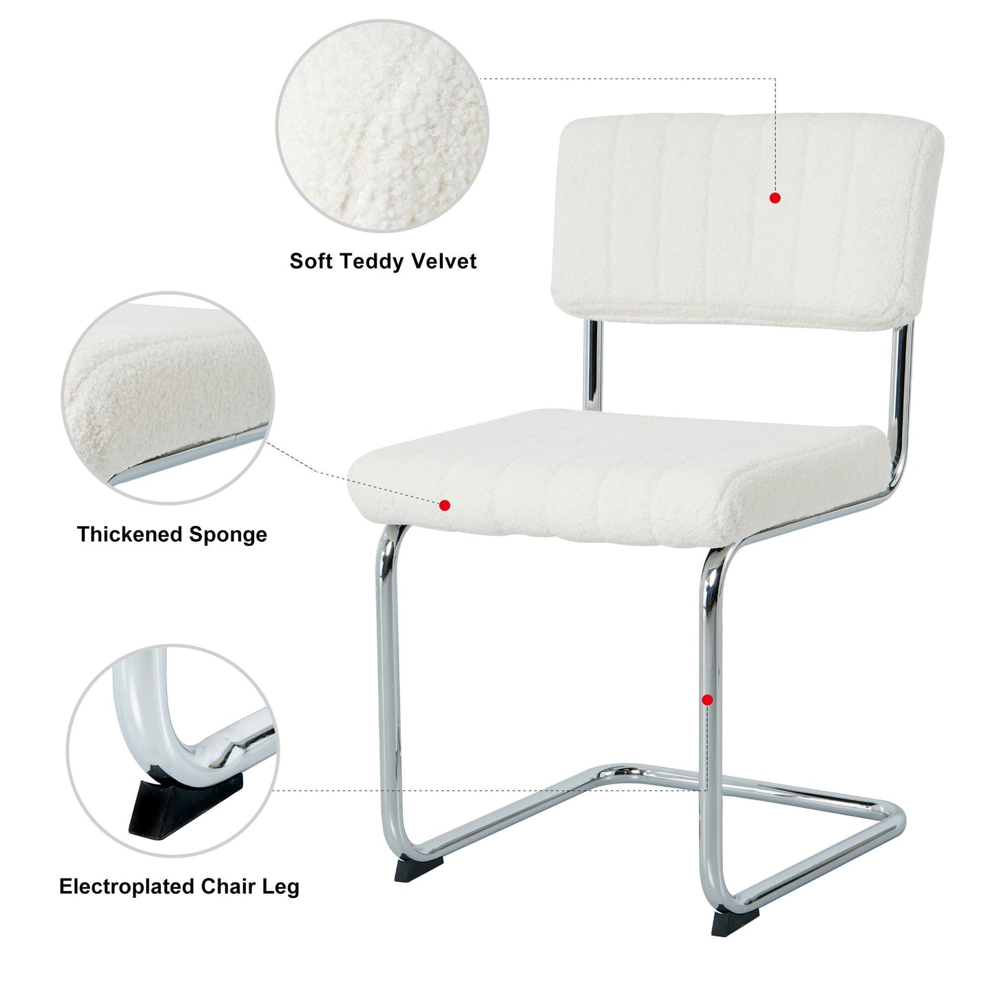 Modern Luxury Dining Chair With Metal Legs And Bow Design (Set of 4)