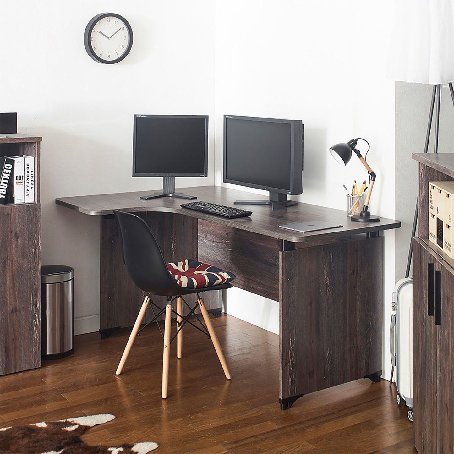 Urban - L Farmhouse Composite Wood Writing Desk With Spacious Tabletop And Weathered - Gray