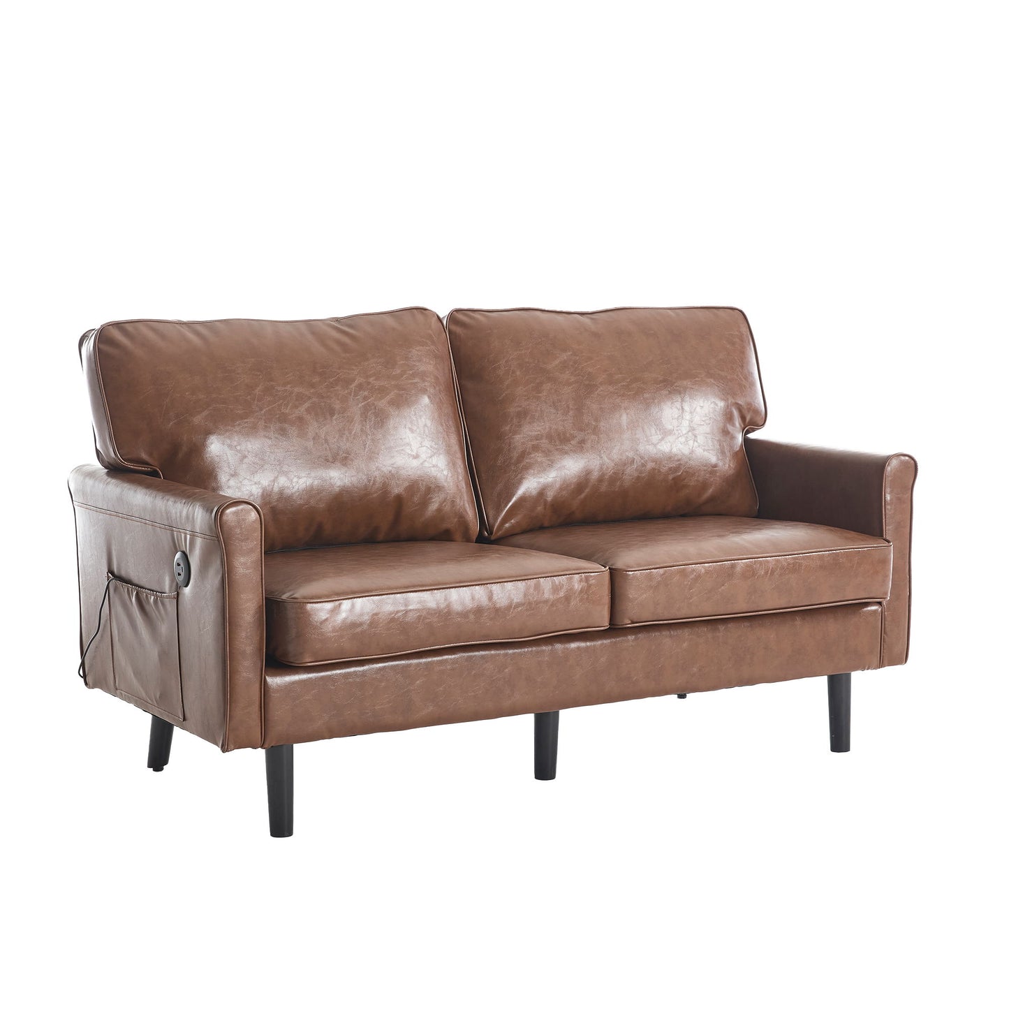 Mid Century Modern Loveseat Sofa With USB Ports, Removable Pillow Cover