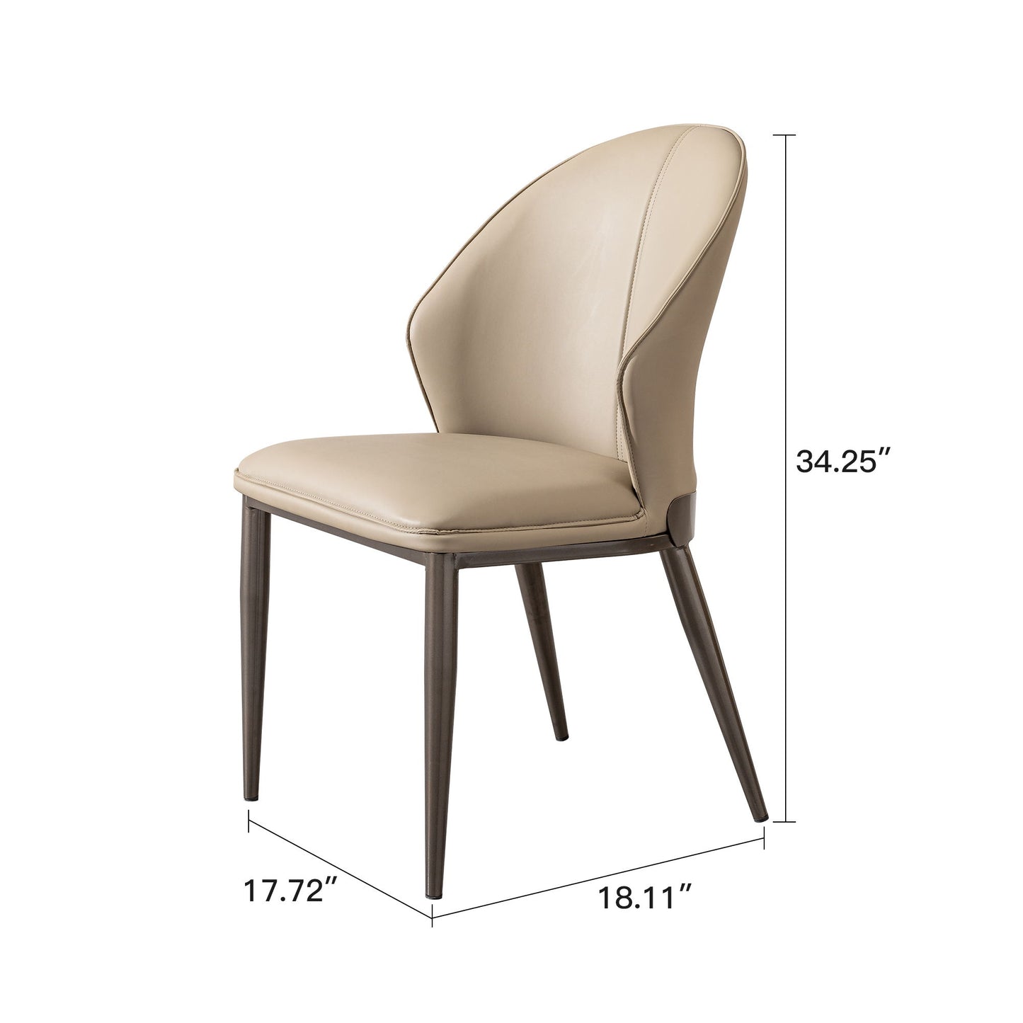 Modern Dining Chair (Set of 2) With Unique Backrest Design Leather - Beige / Black