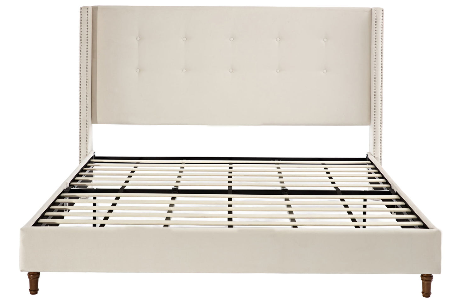 Peyton - Upholstered Bed With 54" High Headboard, Traditional Hand Buttoned Tufting