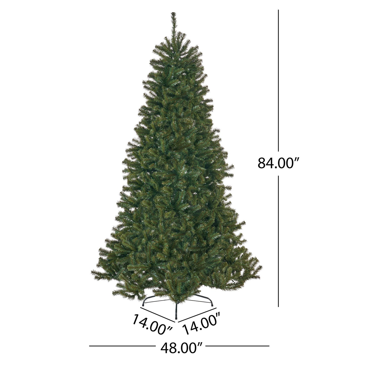 Noble - 7' Hinged Christmas Tree With 500 Clear Lights - Green