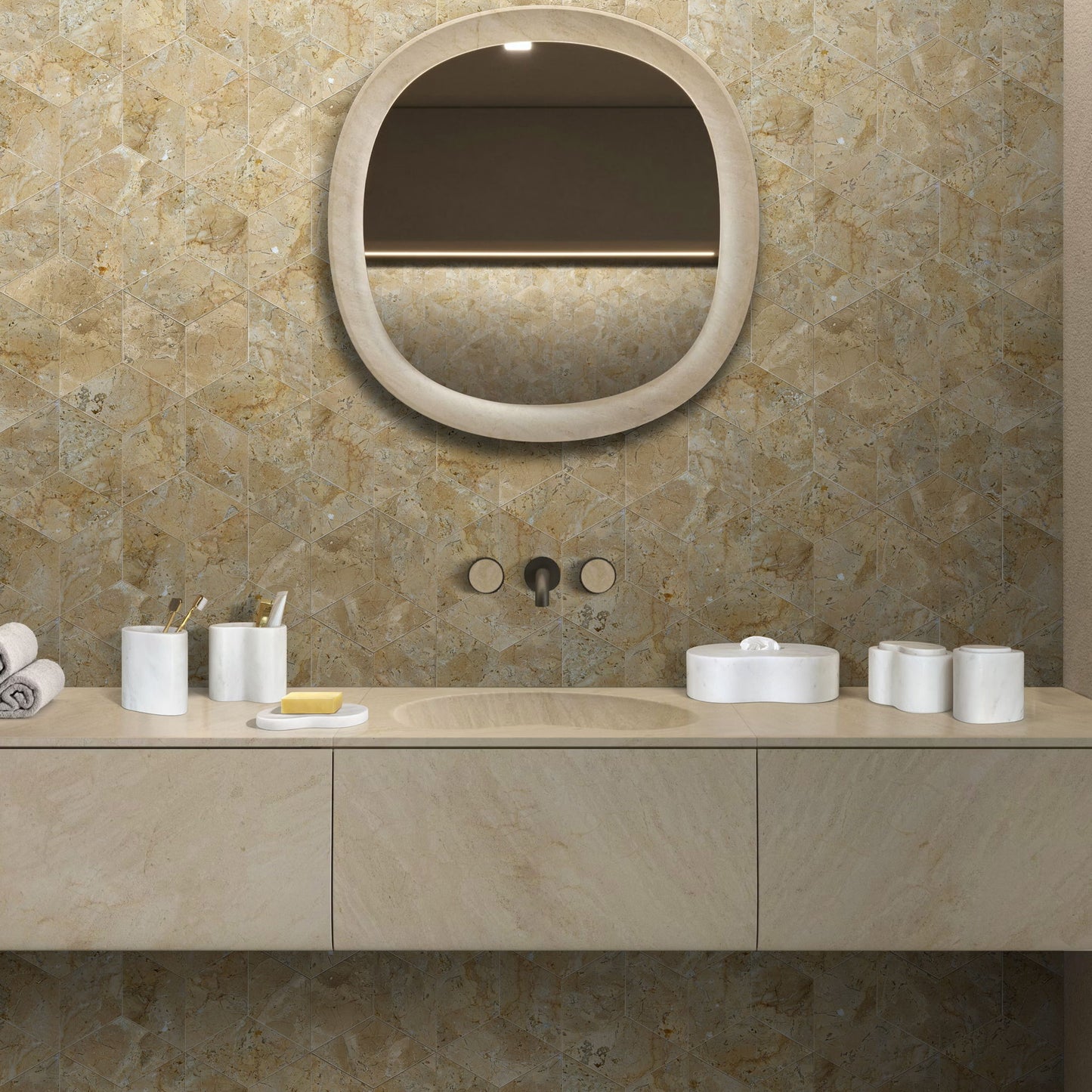 Elegant Natural Marble Bathroom Accessories Set