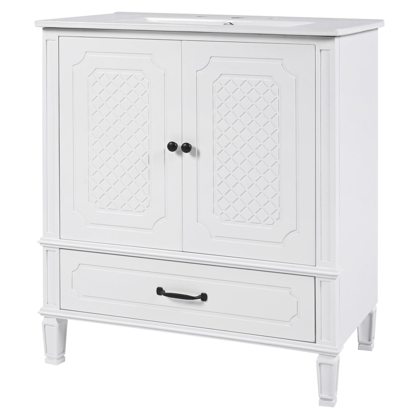 Vintage Style Bathroom Vanity With Sink, Multi Functional Storage, Soft-Closing Door