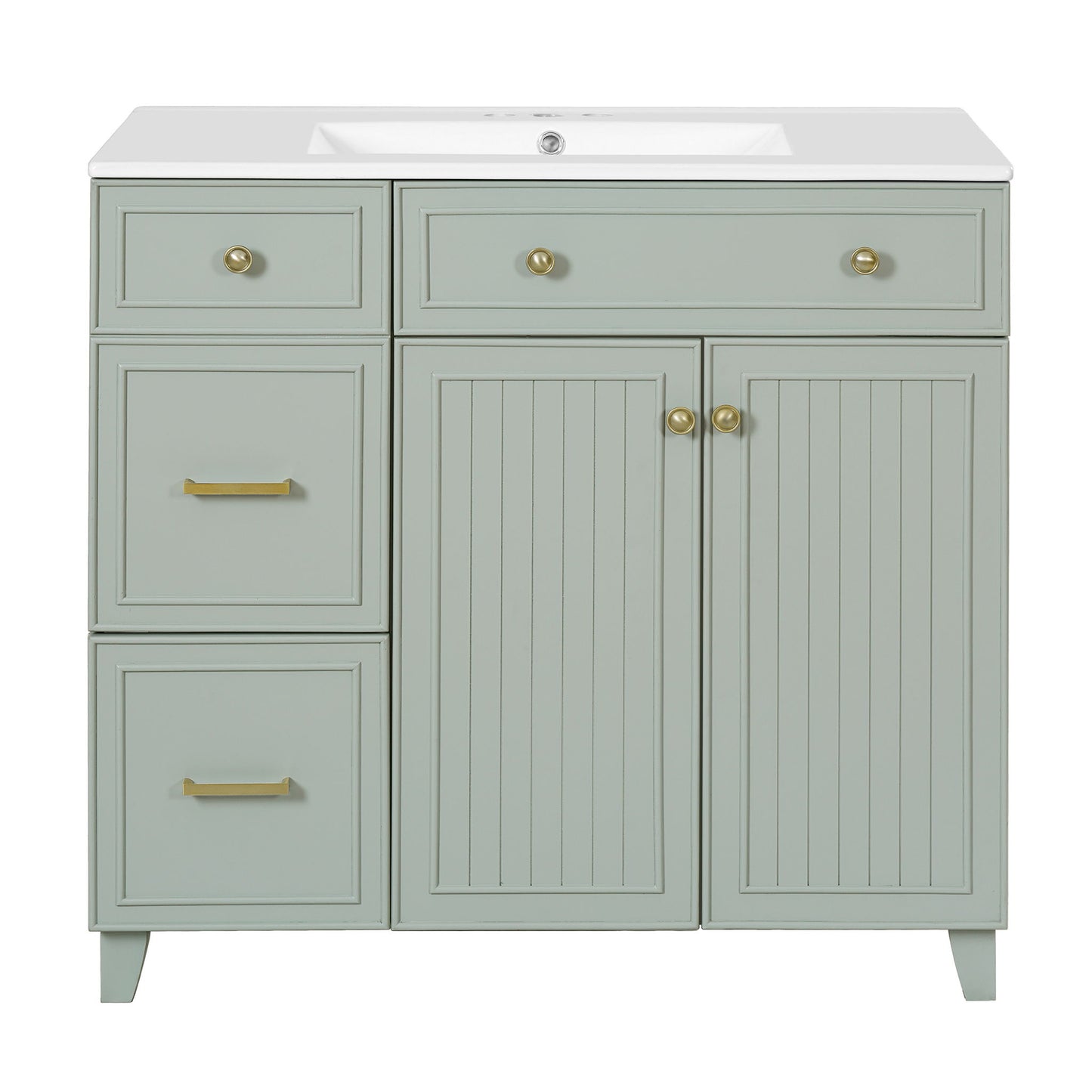 36" Bathroom Vanity With Sink, Soft Close Doors, Adjustable Shelves - Green