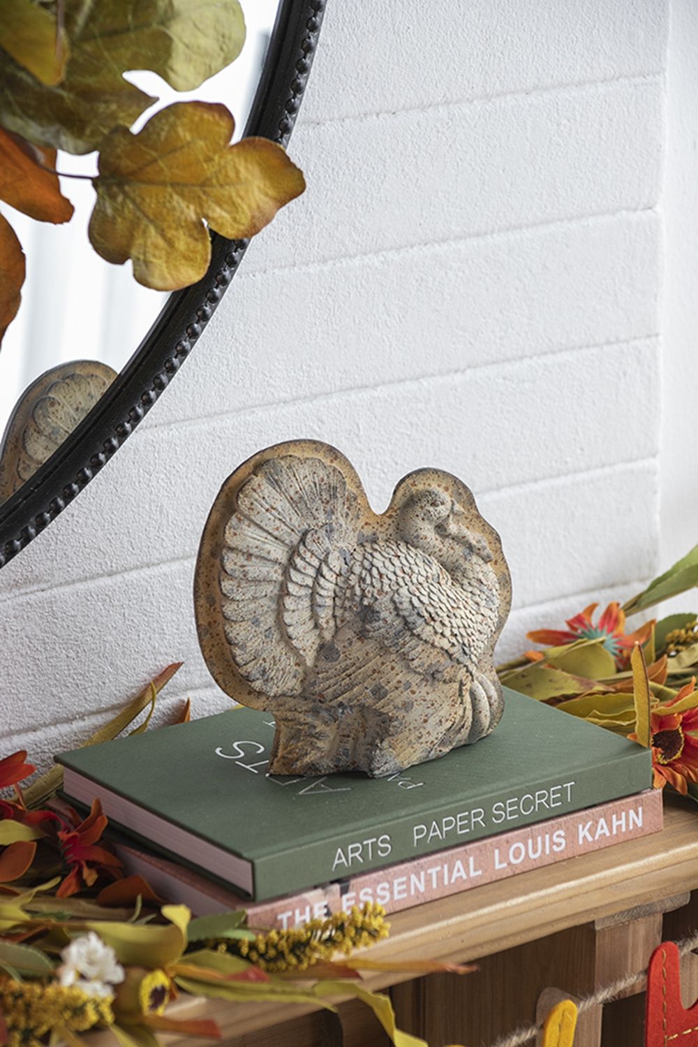 Resin Turkey With Pumpkin Rustic, For Harvest Festival Fall Festival & Thanksgiving Table Decorations (Set of 2) - Gray