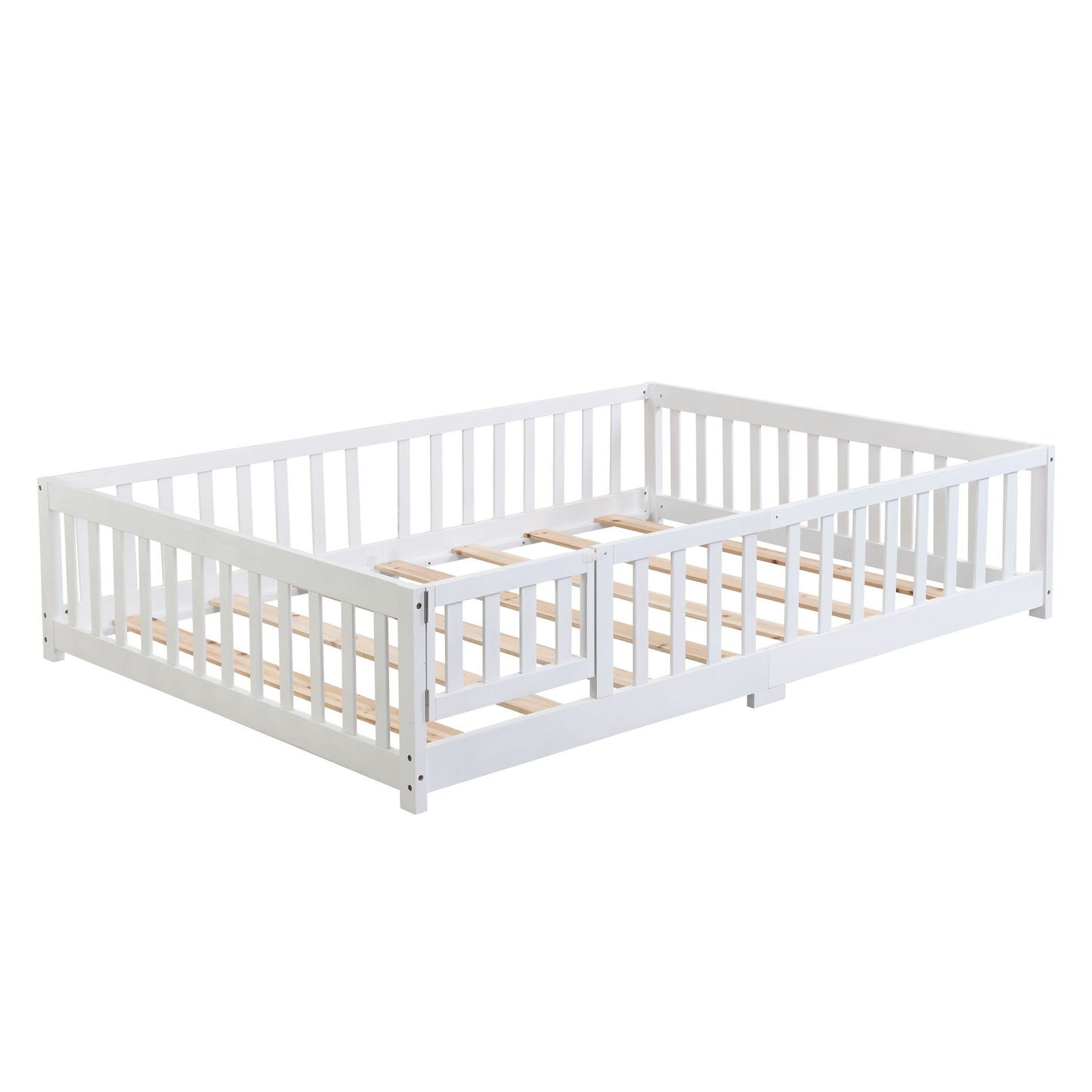 Floor Bed With Door And Fence For Children
