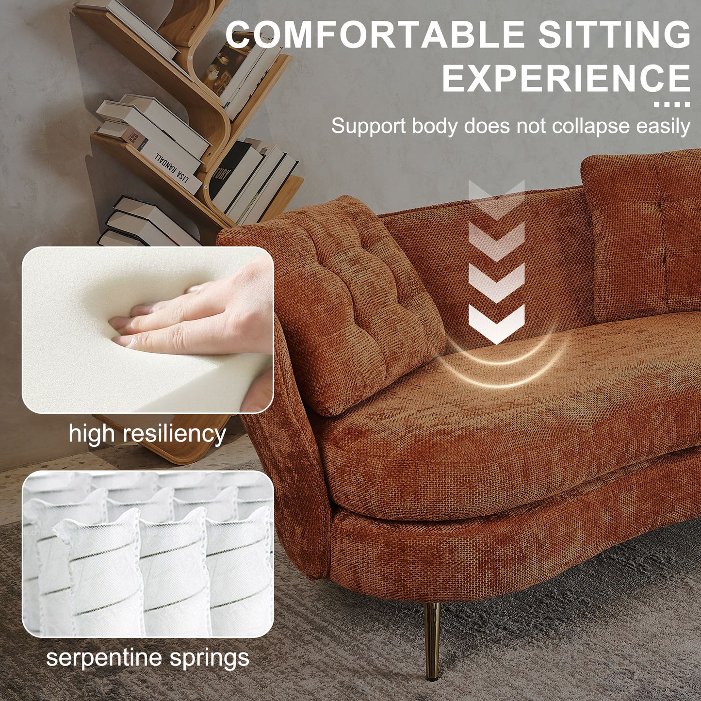 Loveseat Sofa, Upholstered Couch With Metal Legs