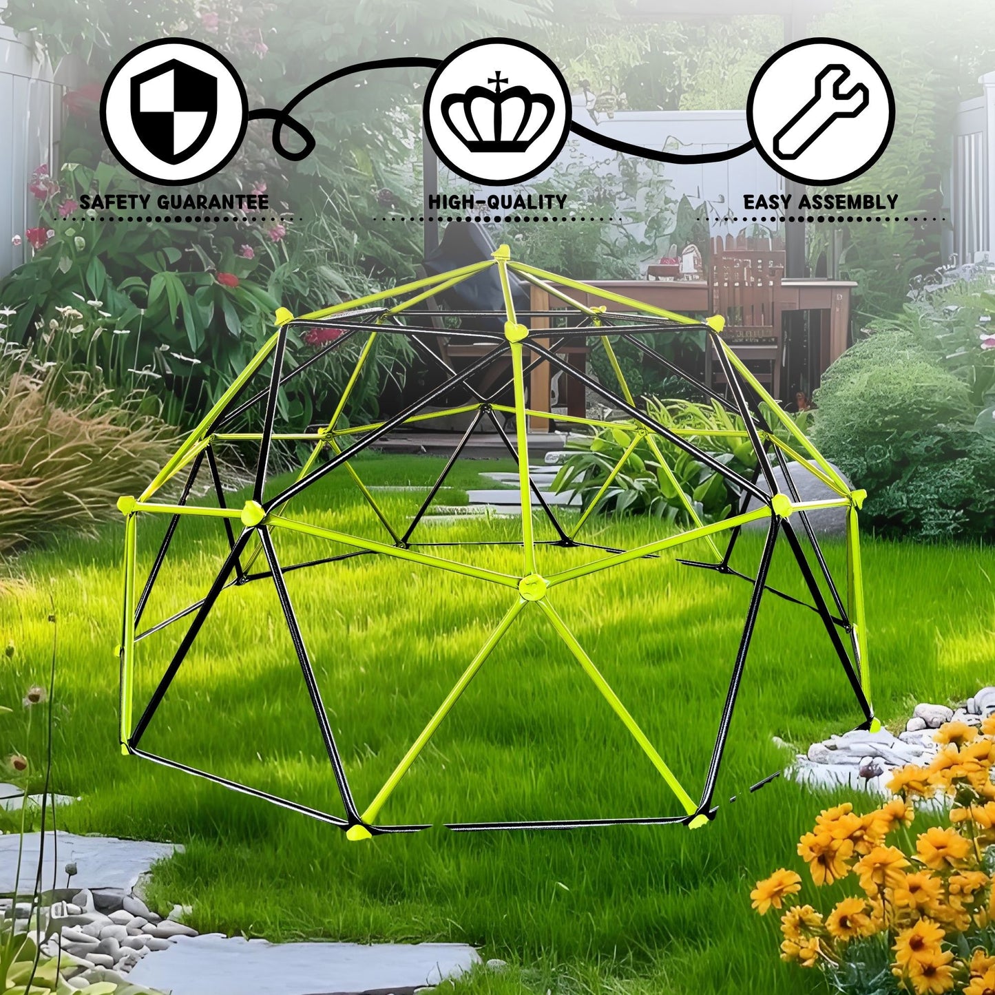 10 Sided Climbing Frame For Outdoor Playground With Colorful Climbing Stones