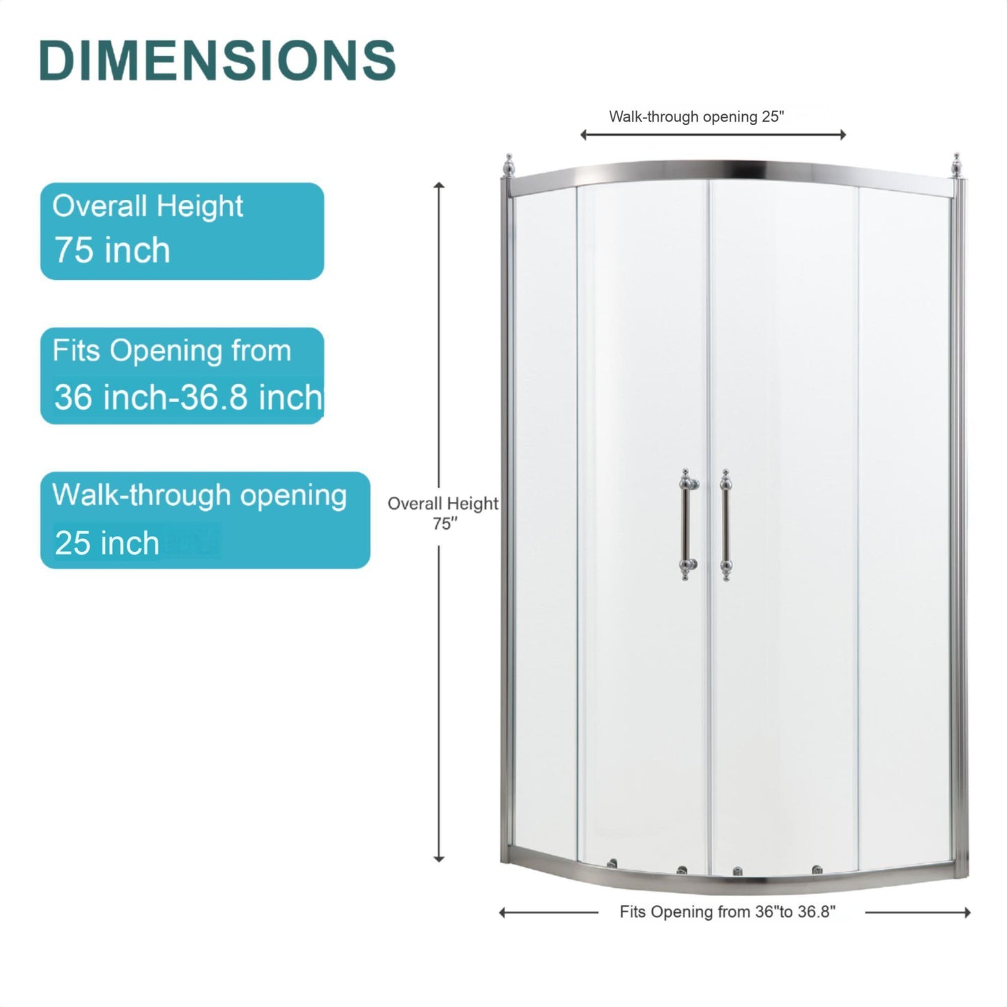 Framed Tub Shower Enclosure With Clear Tempered Glass