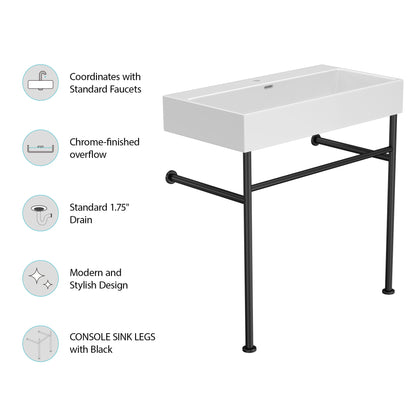 Ceramic Console Bathroom Sink With Overflow