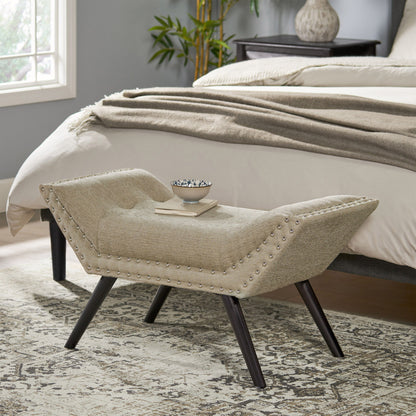 Hariata - Contemporary Fabric Tufted Ottoman Bench - Beige