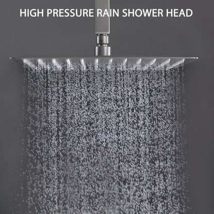 Luxury 12" Ceiling Mount Rainfall Shower System With Brass And Stainless Steel - Brushed Nickel