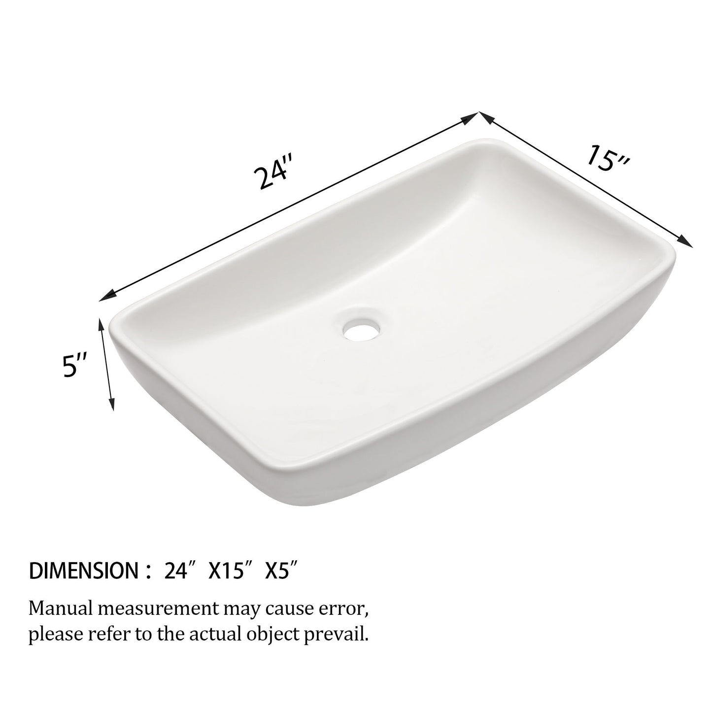 Rectangular Vessel Bathroom Sink - White