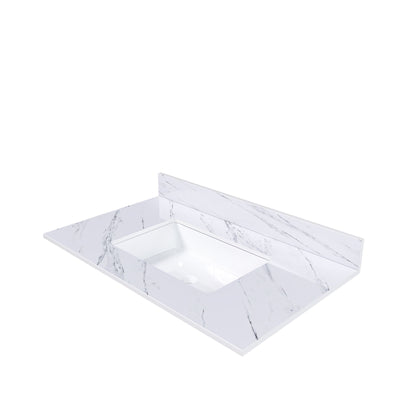 Bianco Carrara Venato Marble Vanity Top With Pre Drilled Faucet Hole And Undermount Sink