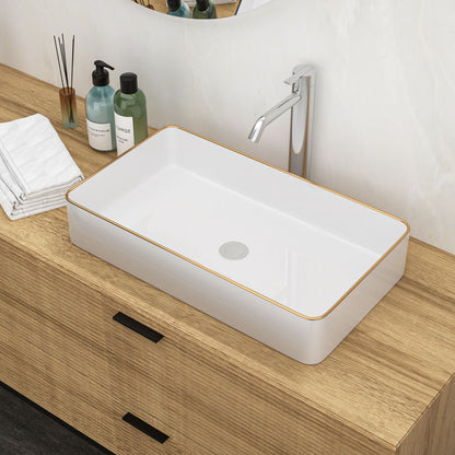 Modern European Style Ceramic Rectangular Vessel Bathroom Sink