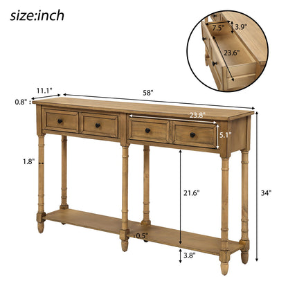 Hearth & Haven Daniel - Console Table With 2 Storage Drawers And Bottom Shelf
