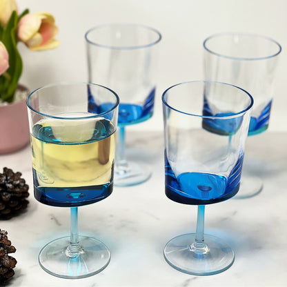 Leadingware Oval Halo Plastic Wine Glasses (Set of 4)