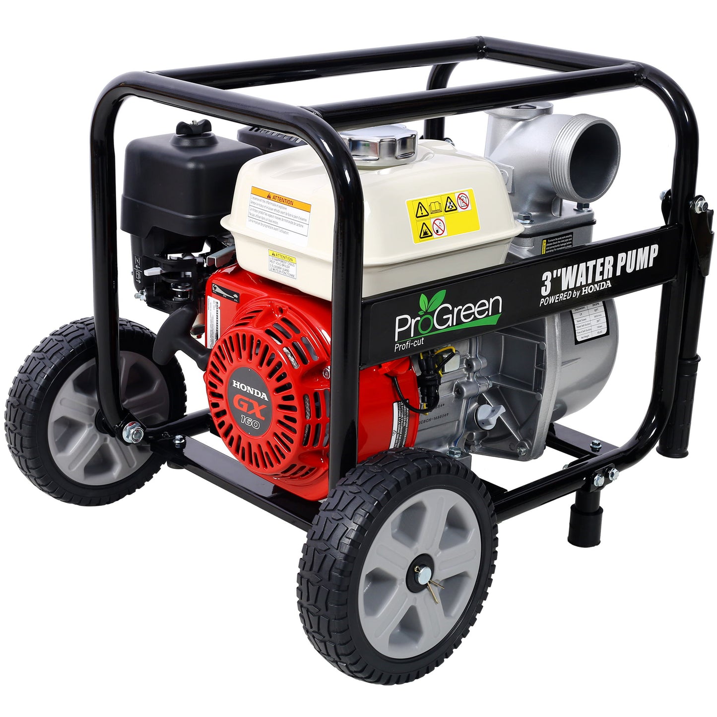 Honda - Gx160 Engine Water Pump 3" 264Gpm With Accessories Kit And Handle Wheel Kit - Black / Red