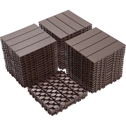 Plastic Interlocking Deck Tiles, Patio Flooring Outdoor Waterproof All Weather Use