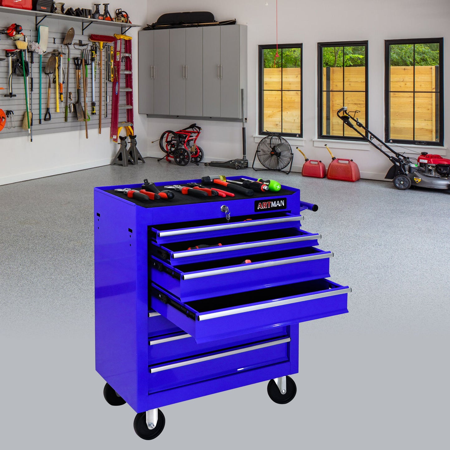 Multifunctional Tool Cart With Wheels And Drawers