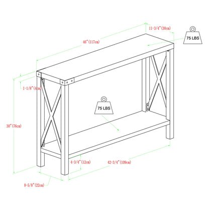 Farmhouse Metal X Table With Lower Shelf