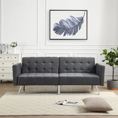 Futon Sofa Bed Convertible Folding Lounge Couch, Armrests