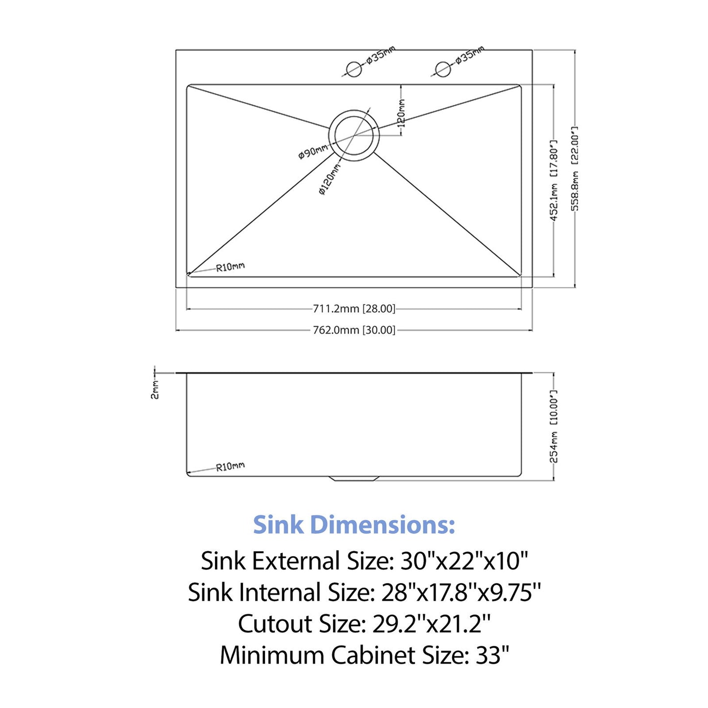 Drop In Kitchen Sink With Pull Down Faucet And Soap Dispenser
