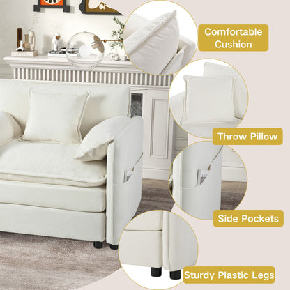 Modern Chenille Oversized Deep Seat Luxury 2 Piece Sofa Set With 4 Pillows