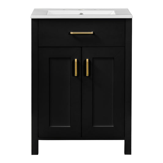 Bathroom Vanity Combo With Ceramic Sink, Luxurious Space-Saving Vanity, 2 Soft Close Doors