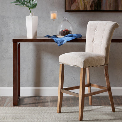 Bar Stool With Bronze Nail Heads - Cream