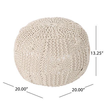 Bordeaux - Knitted Cotton Round Pouf