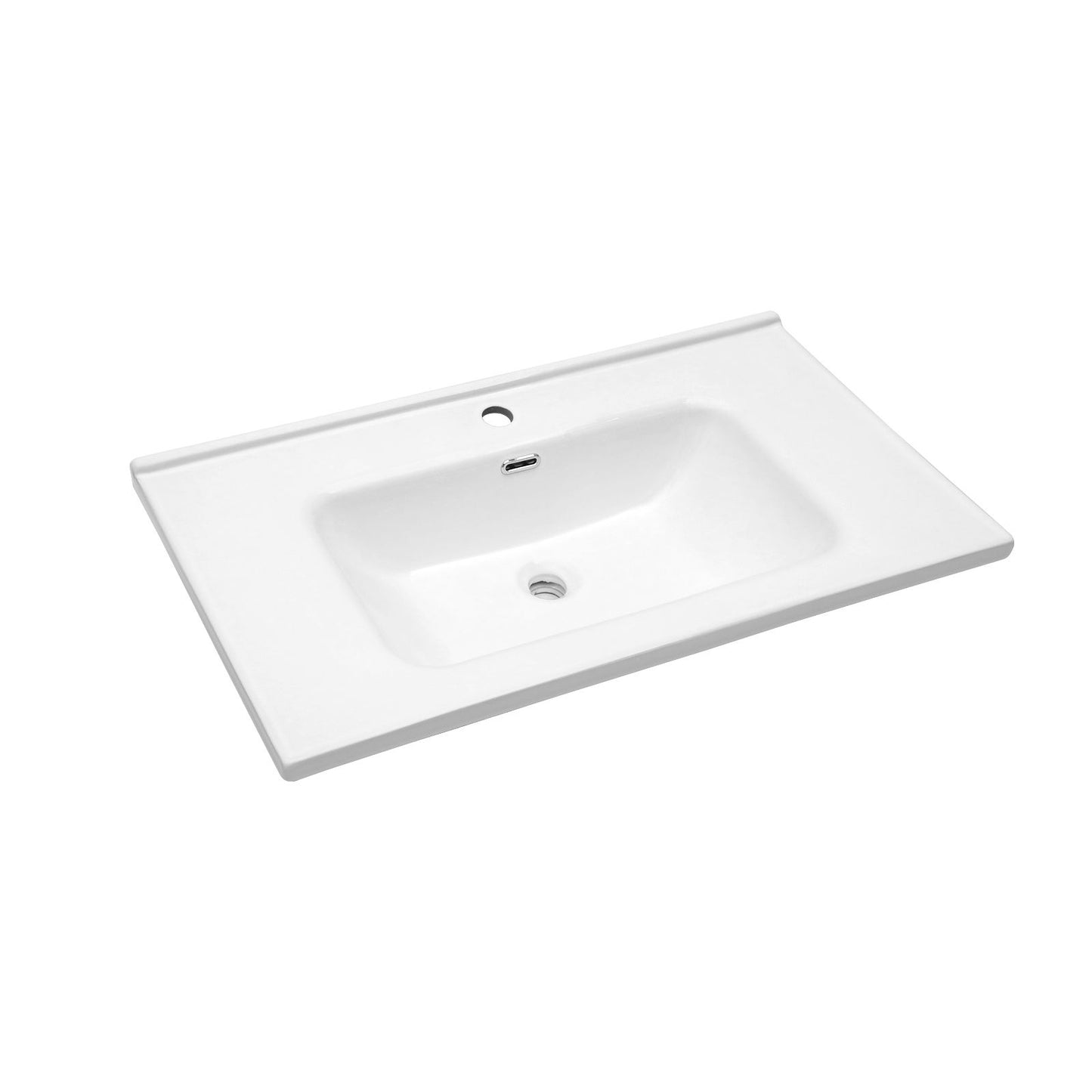 Rectangular Single Vanity Top With 1 Faucet Hole And Overflow, 35" X 20", Sink Only - White