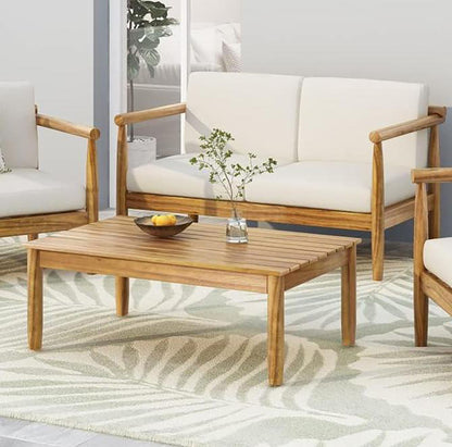 Outdoor Seating Set With Coffee Table And Loveseat - Teak