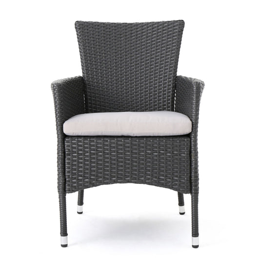 Dimensional Outdoor Dining Chair With Cushion Seat And Iron Frame (Set of 2) - Gray