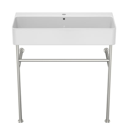 Ceramic Console Bathroom Sink With Overflow