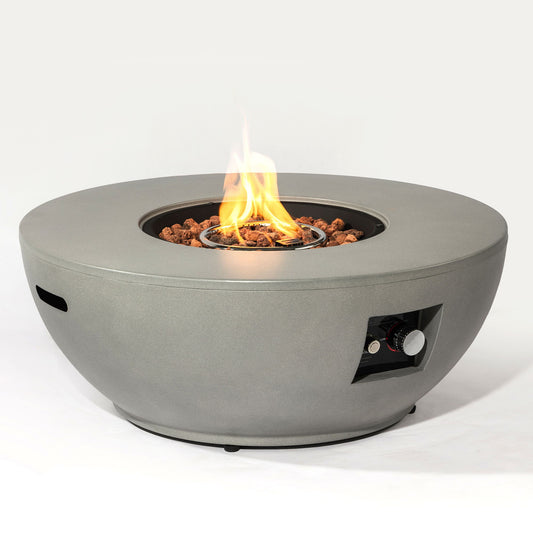 36" Propane Gas Fire Pit Table, 50000 Btu Round Steel Fire Pit With Tank Holder For Outside Patio Deck Garden Backyard - Gray