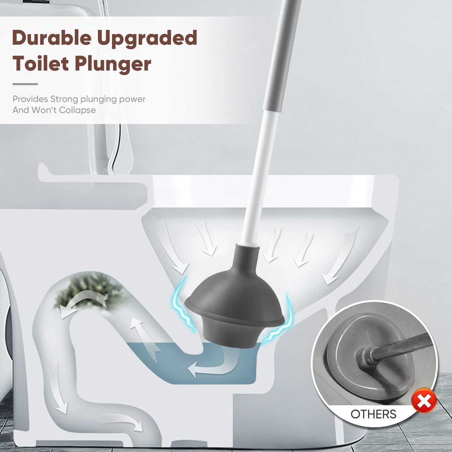 Toilet Brush And Holder Set With Stand, Bathroom Cleaning Tool Plastic - White